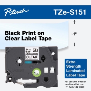 PTouch Tape 1In Blk Clear