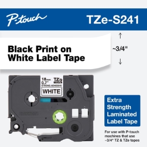 TAPE BLK ON WH 3 4IN TZS-241