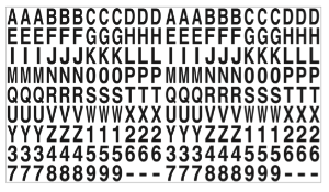 DECAL LETTER C 1IN BW PK25